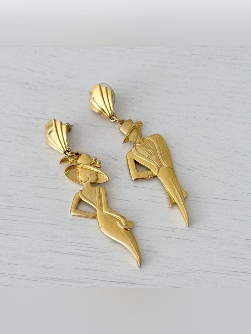 JJ Jonette Rare Lady and Gent Vintage Earrings